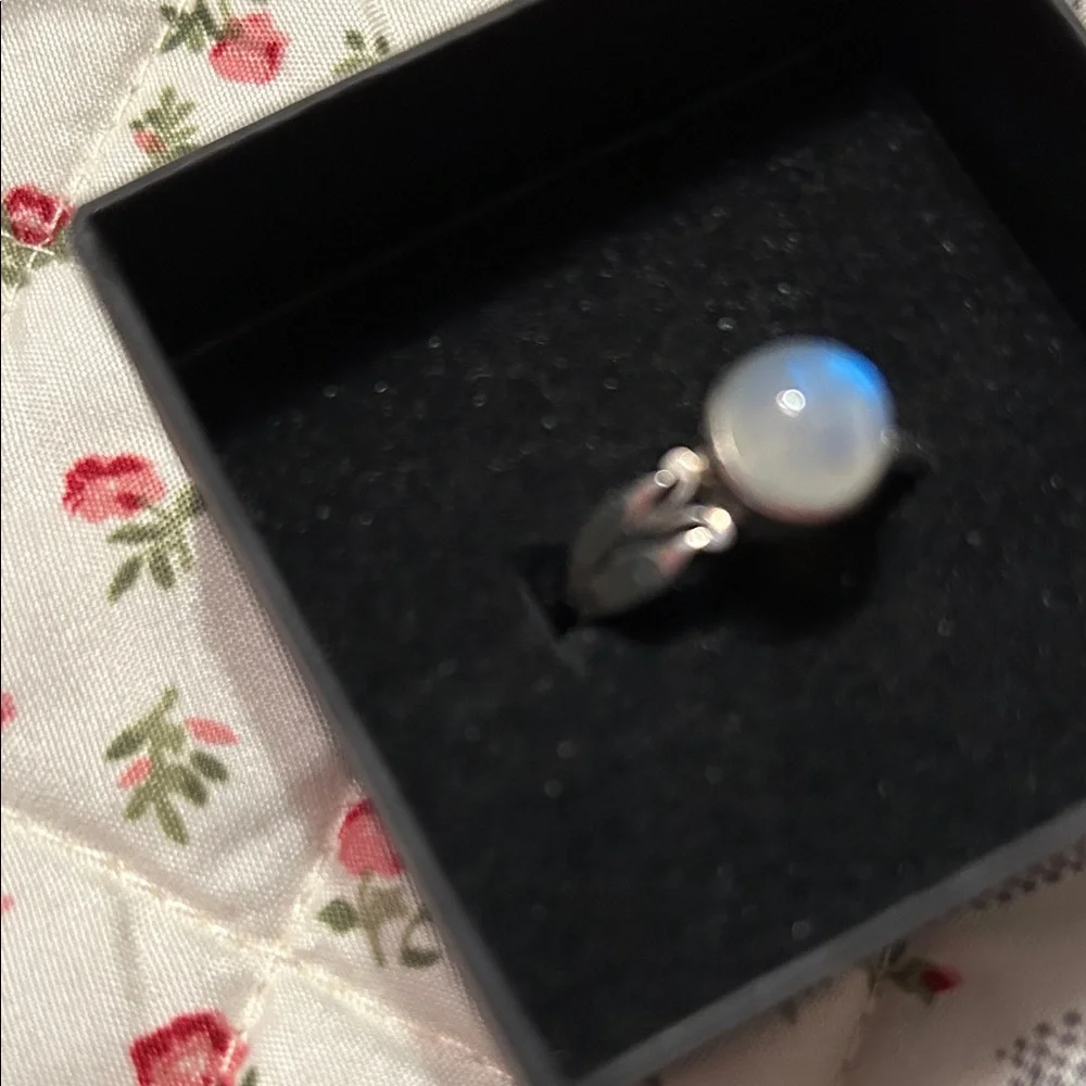 Luminous Silver Moonstone Ring. Sterling silver band. Size 8 8 1/2.